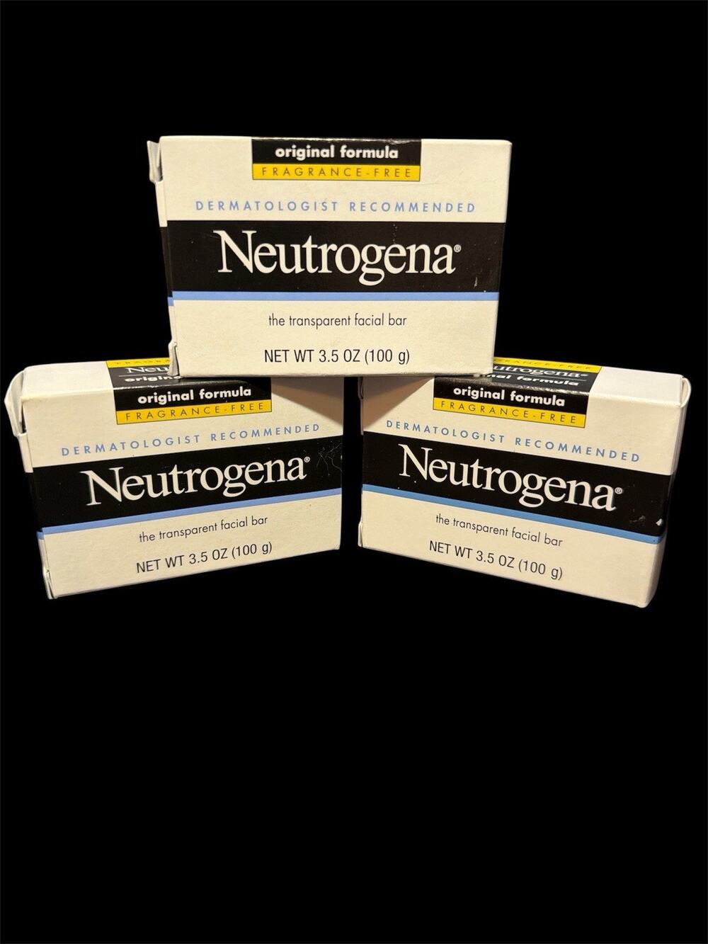 Lot of 3 Neutrogena Facial Cleansing Original Formula Fragrance Free Bars Soaps